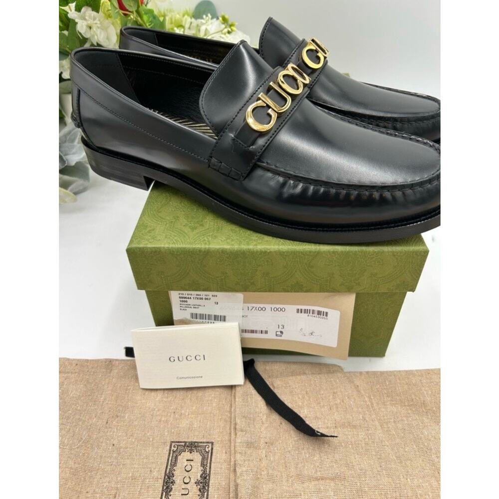 Men's Gucci, gold tone, embellished, leather loafers size 13 made in Italy - Picture 6 of 14